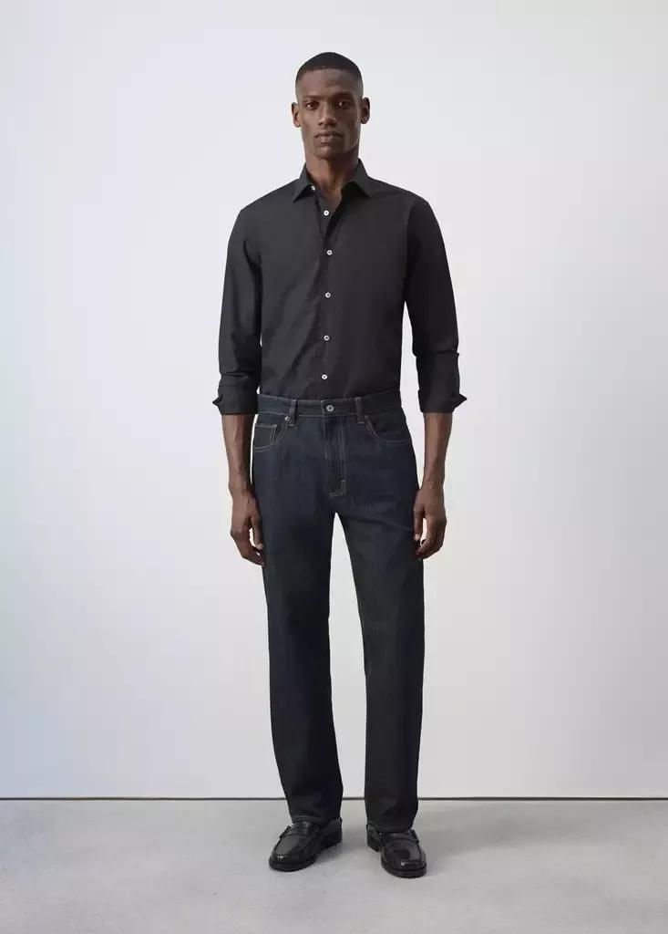 Black Regular-Fit 100% Cotton Shirt, Black, medium