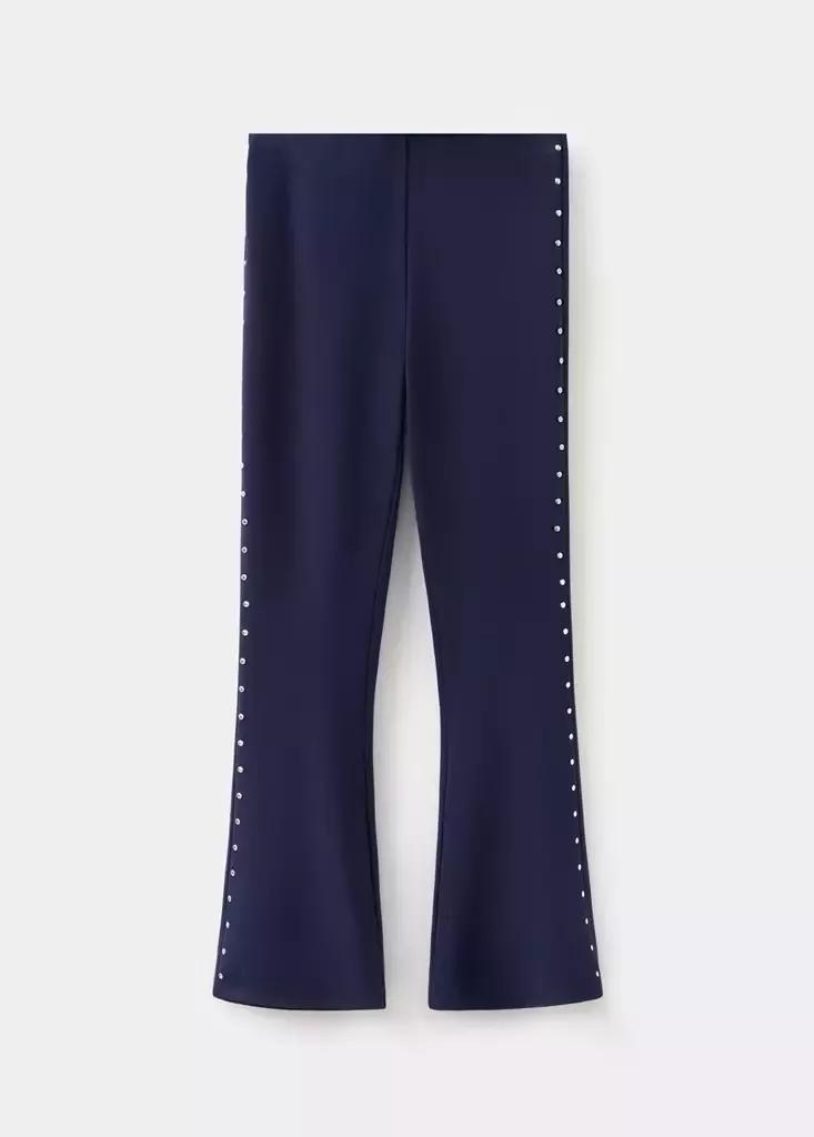 Navy Flared Leggings With Studs, , large image number 0