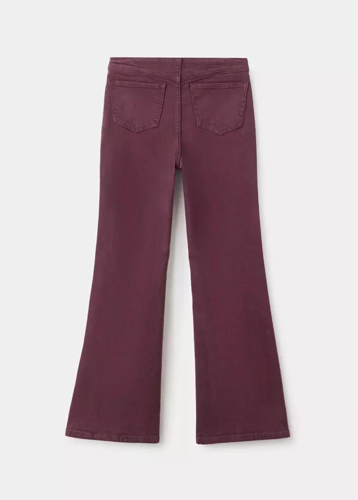 Burgundy Flared Jeans With Studs, Dark Purple, large image number 1