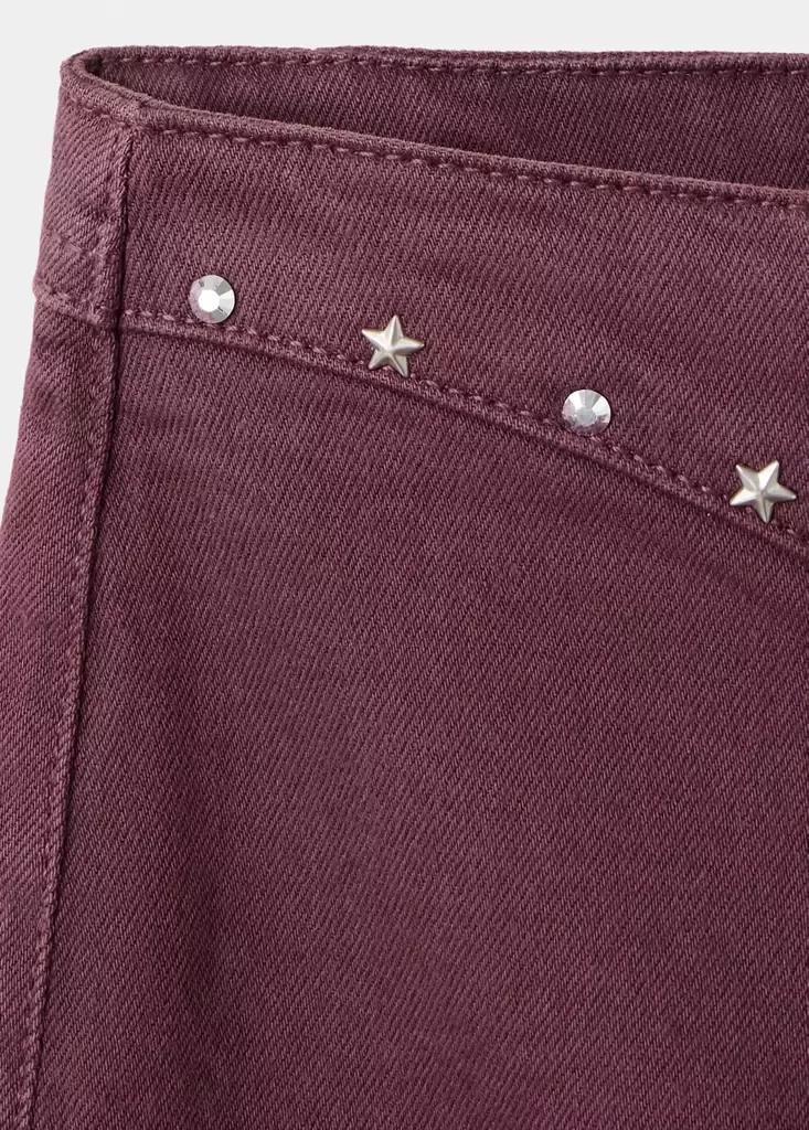 Burgundy Flared Jeans With Studs, Dark Purple, large image number 2