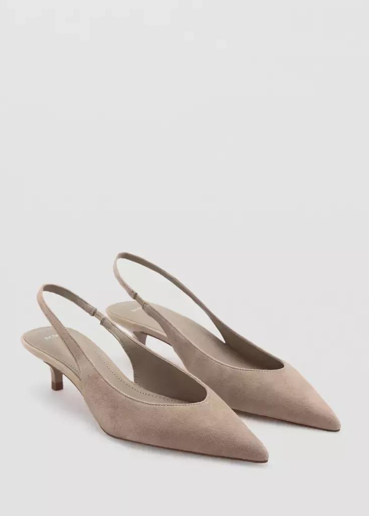 Beige Suede Kitten Heel Shoe, , medium