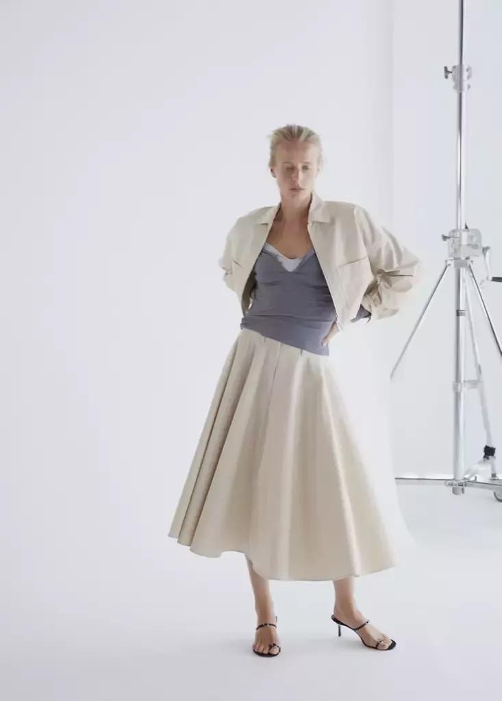 Cream Cropped Jacket With Pockets, , large image number 4