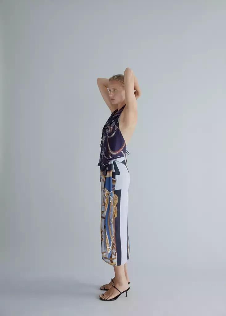 Navy Printed Halter Top, , large image number 3
