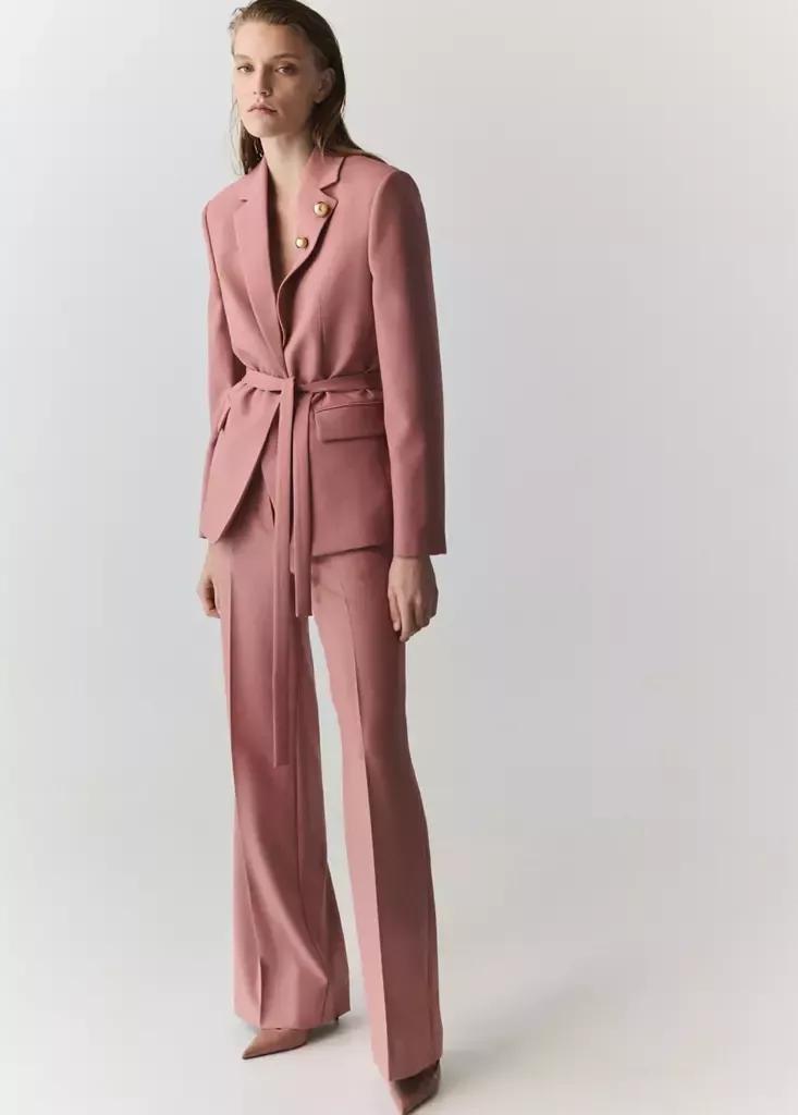 PINK Straight cut suit blazer with pockets, Pink, medium