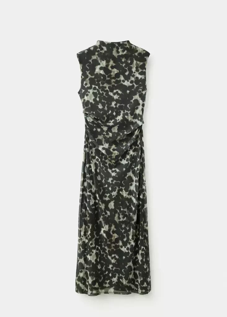 Grey Printed Mesh Dress, , large image number 4