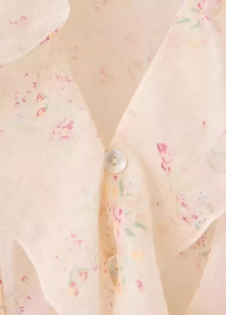 Pink Blouse With Floral Print And Ruffles, , large image number 4