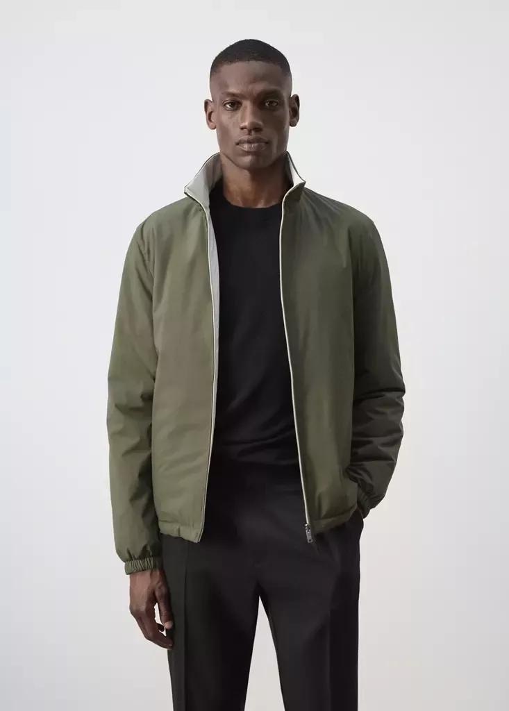 Khaki Reversible Quilted Water-Repellent Reversible Jacket, Beige - Khaki, medium