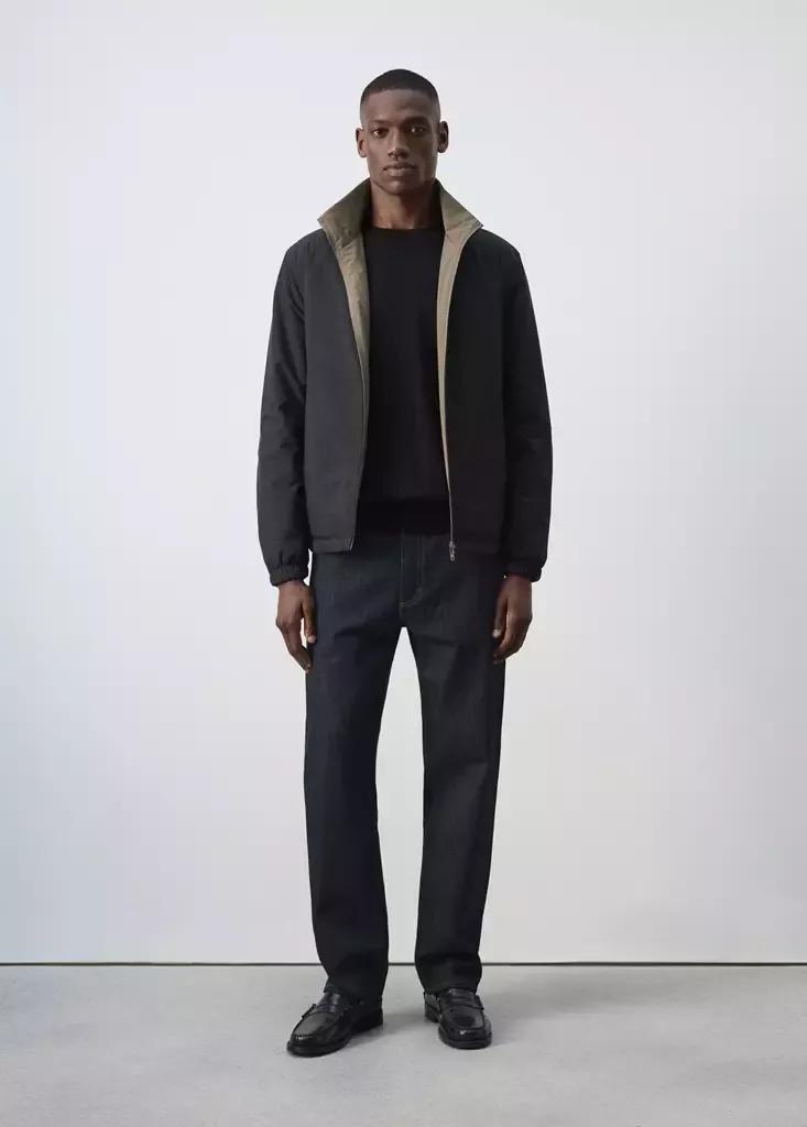 Black Reversible Quilted Water-Repellent Reversible Jacket, Black, medium