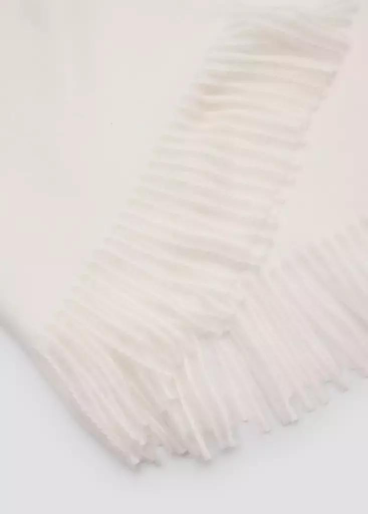 Beige Fringed Edge Scarf, Light Beige, large image number 2