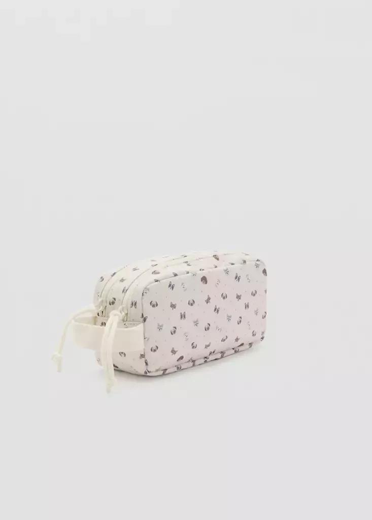Cream Dog Print Pouch, , medium