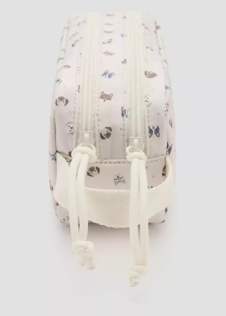 Cream Dog Print Pouch, , medium