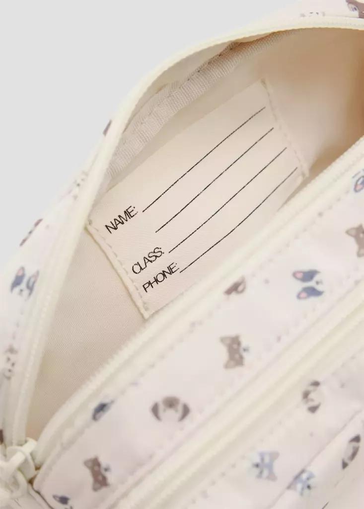Cream Dog Print Pouch, , large image number 3