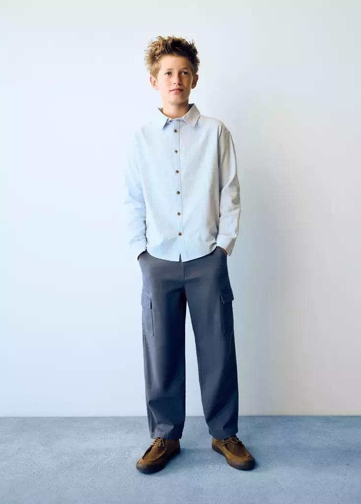 Blue Striped Shirt With Tortoiseshell Buttons, Light-Pastel Blue, large image number 0