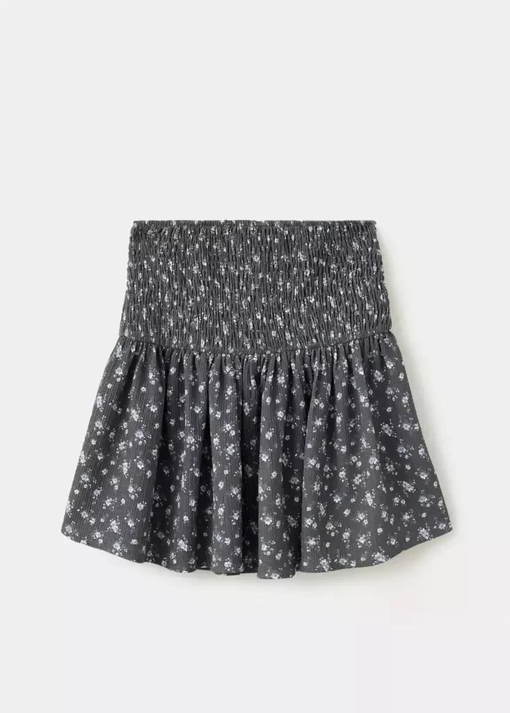 Grey Floral Ruched Skirt, Charcoal, large image number 1