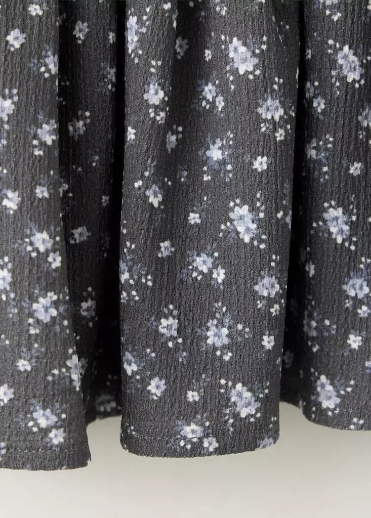 Grey Floral Ruched Skirt, Charcoal, large image number 3