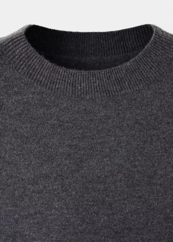 Grey Short-Sleeved Knitted Dress, Charcoal, large image number 5