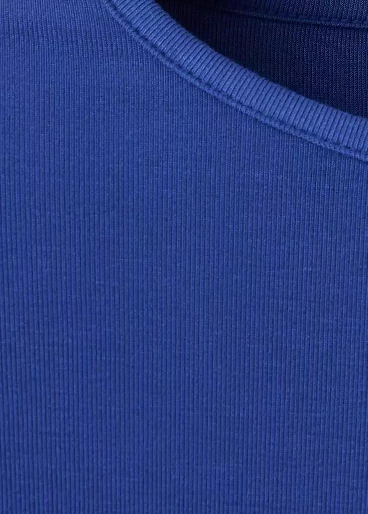 Blue Long-Sleeved Fitted T-Shirt, Medium Blue, large image number 6