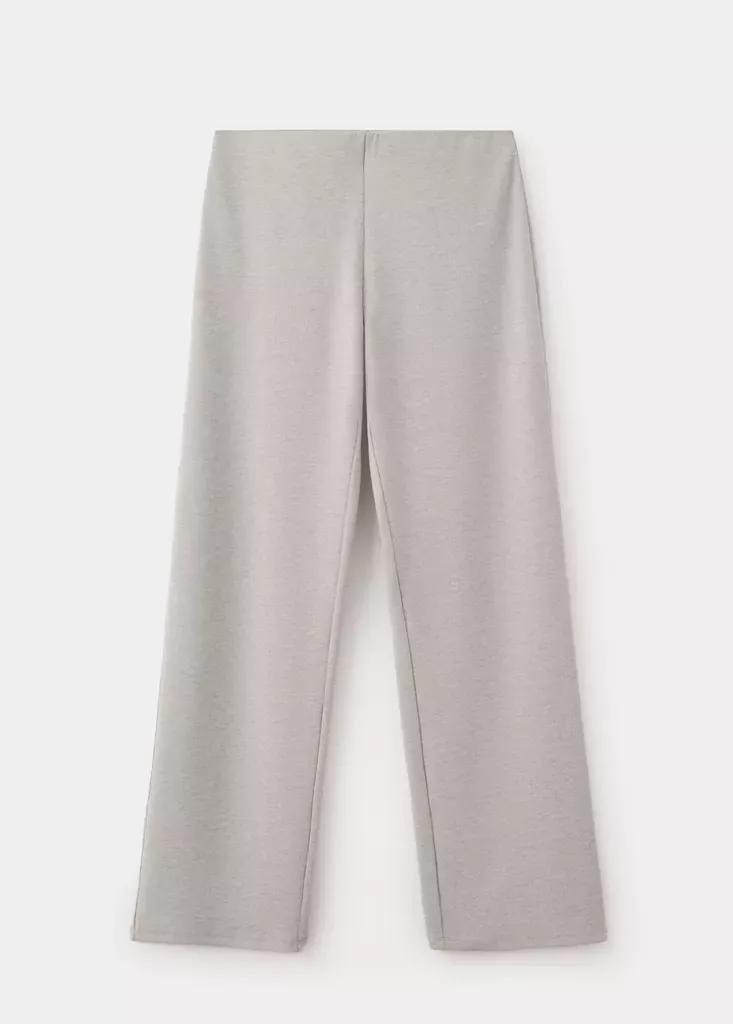 Beige Ribbed Straight-Leg Trousers, Light Pastel Brown, large image number 4