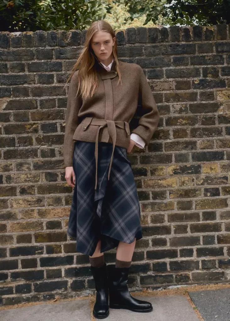 Brown Knitted Jacket With Belt, Dark Brown, medium
