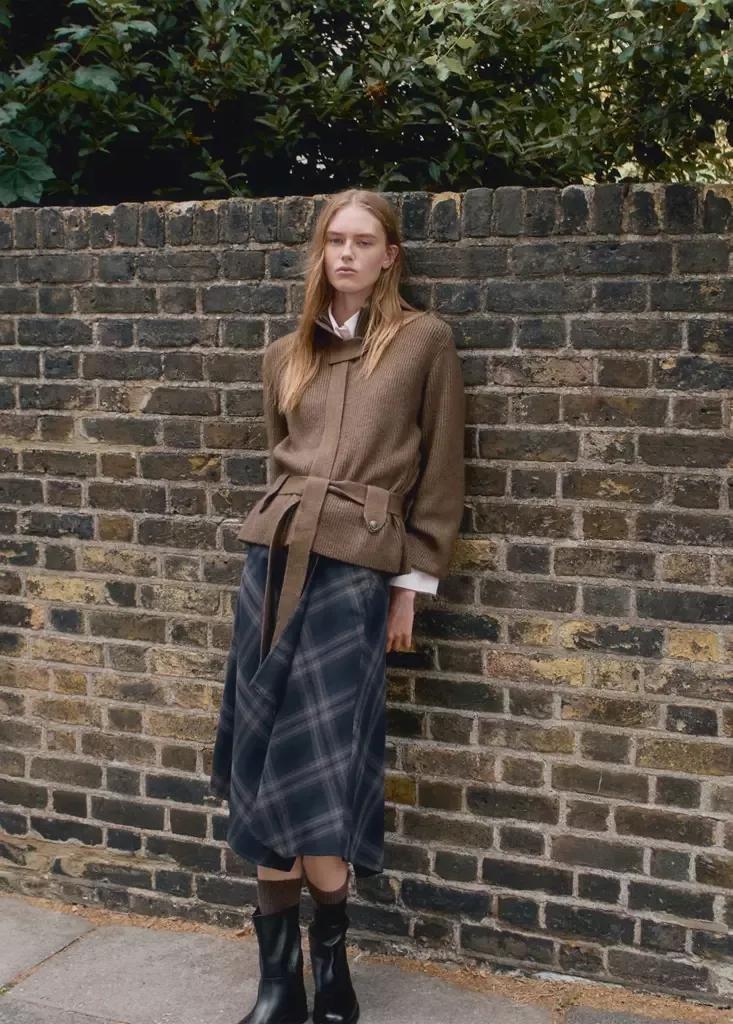 Brown Knitted Jacket With Belt, Dark Brown, large image number 1