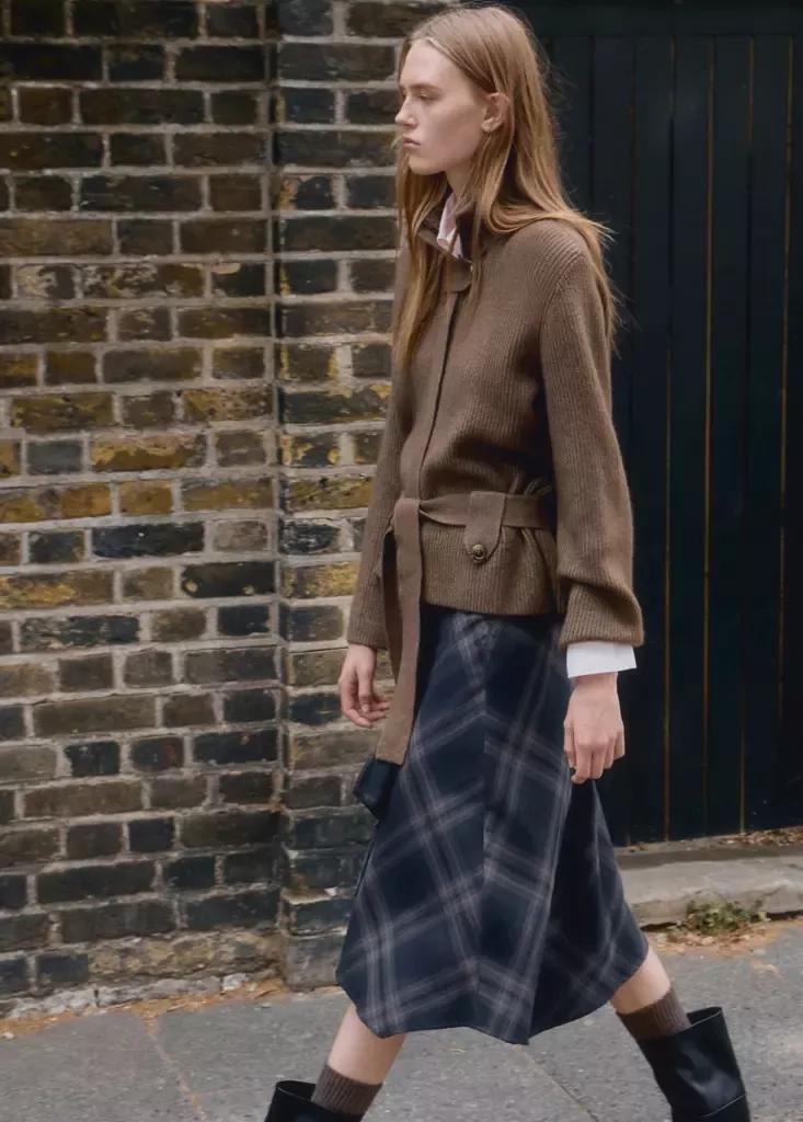 Brown Knitted Jacket With Belt, Dark Brown, large image number 3