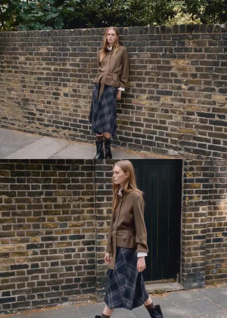 Brown Knitted Jacket With Belt, Dark Brown, large image number 4