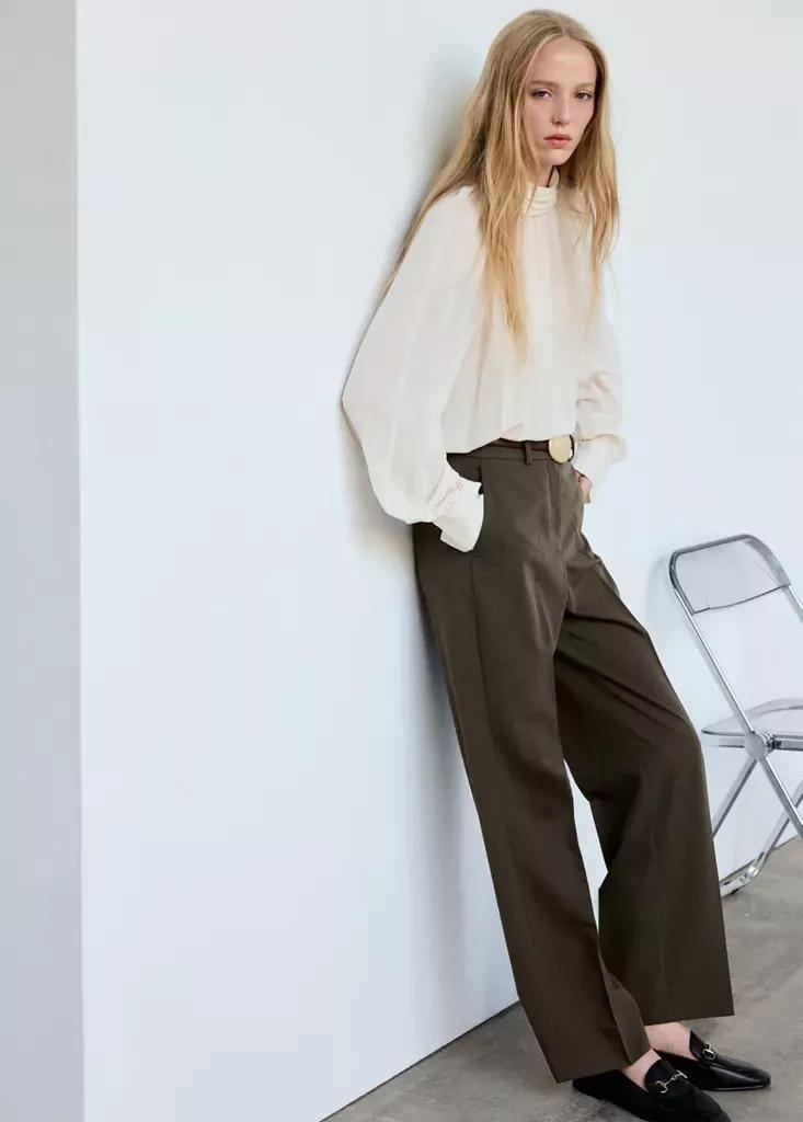 Green Straight Suit Trousers, , medium