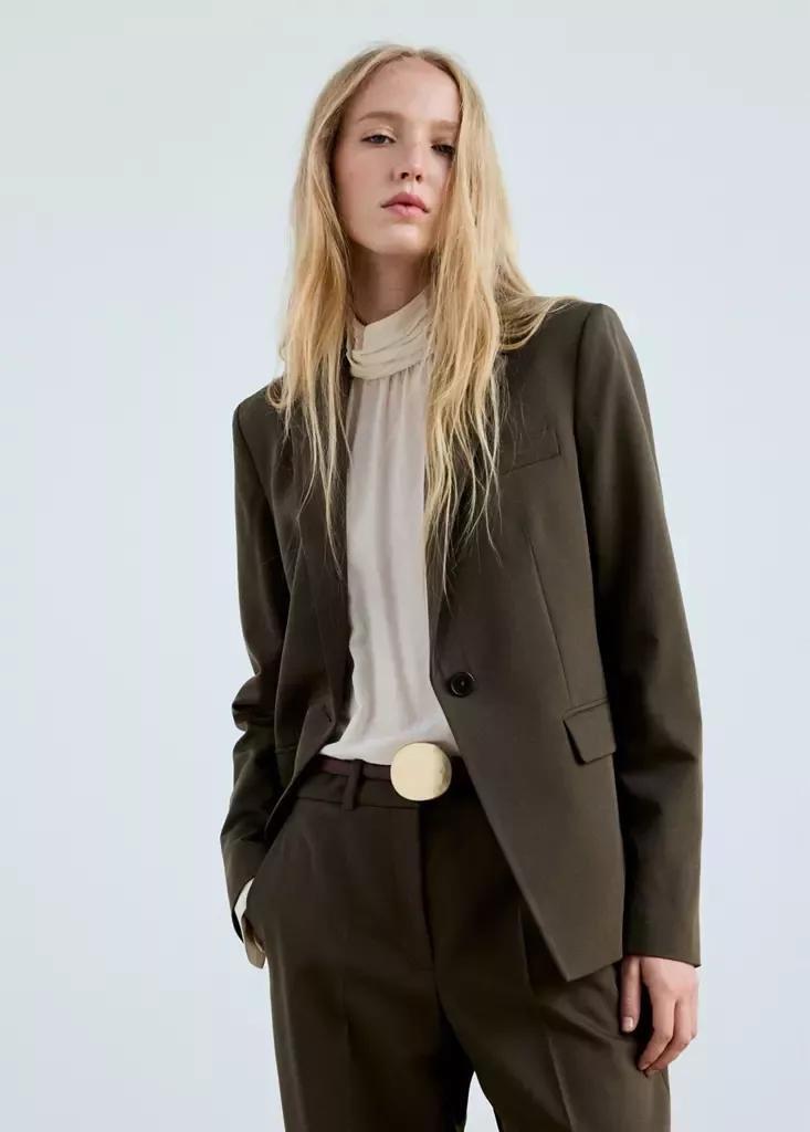 Green Straight Suit Trousers, , large image number 3
