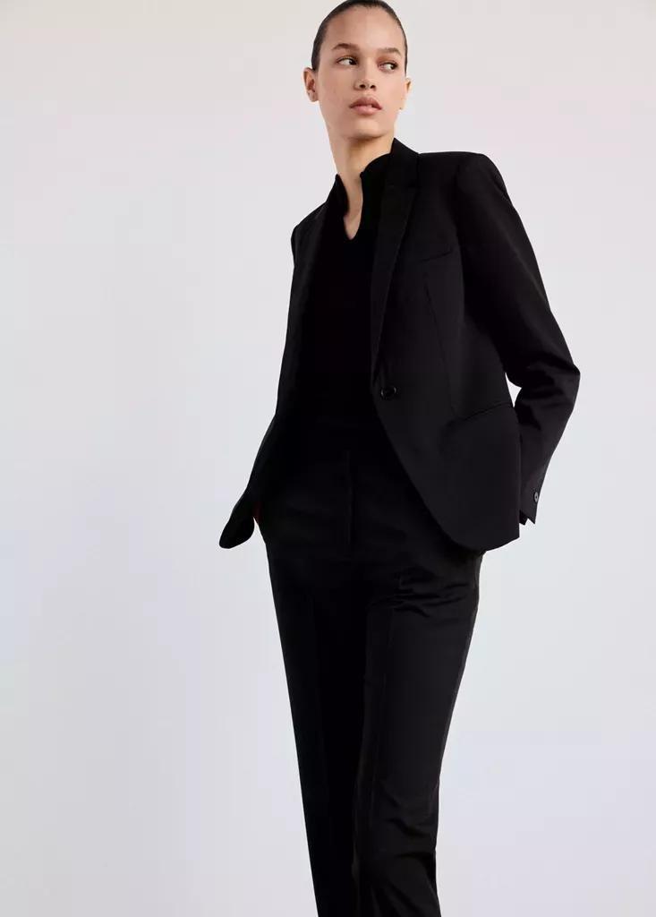 Black Straight Suit Trousers, Black, large image number 3