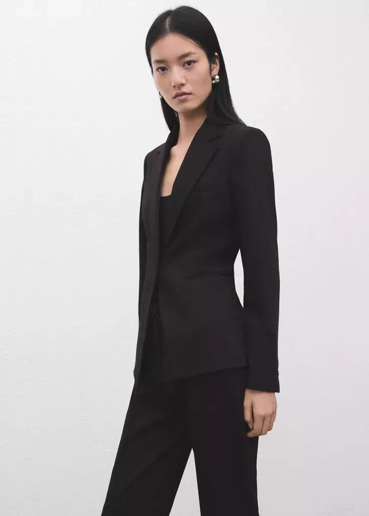 Black Straight Suit Trousers, Black, large image number 4