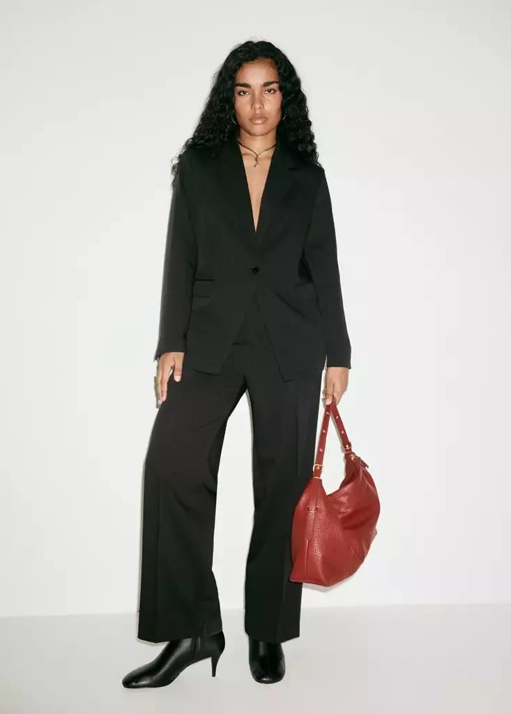 Black Straight Suit Trousers, Black, large image number 8