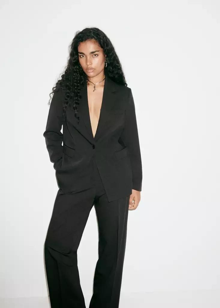 Black Straight Suit Trousers, Black, large image number 9