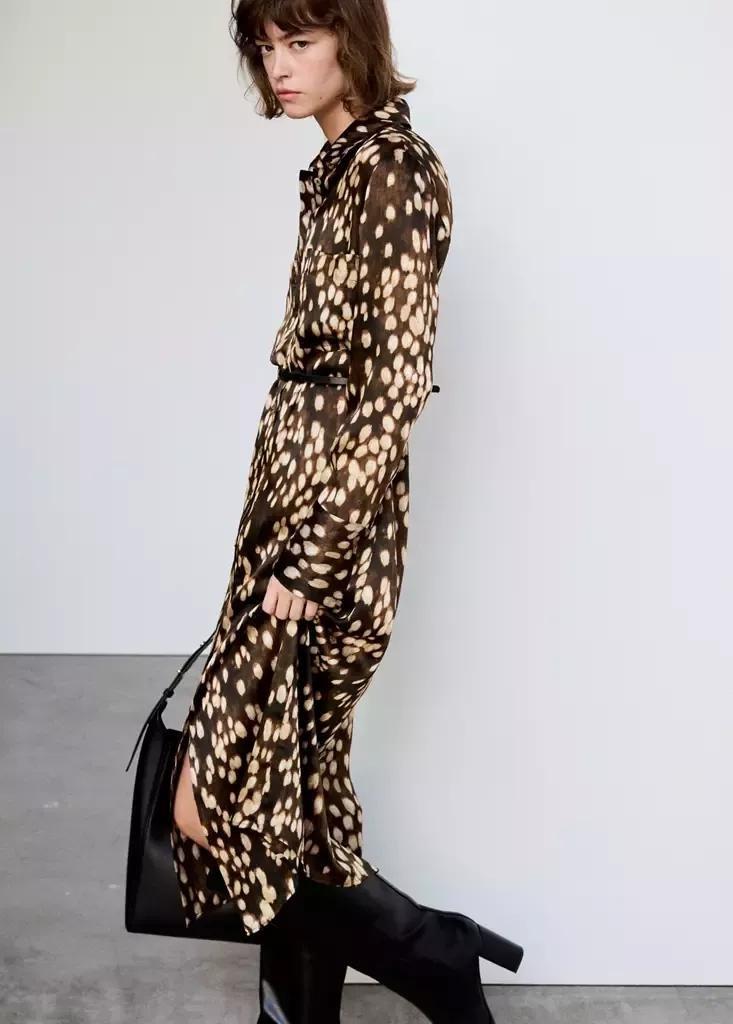 Brown Bambi Shirt Dress, Brown, large image number 3