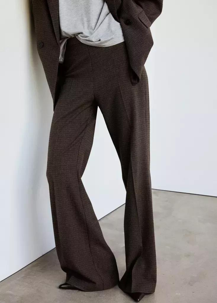 Brown Houndstooth Suit Trousers, Dark Brown, large image number 1