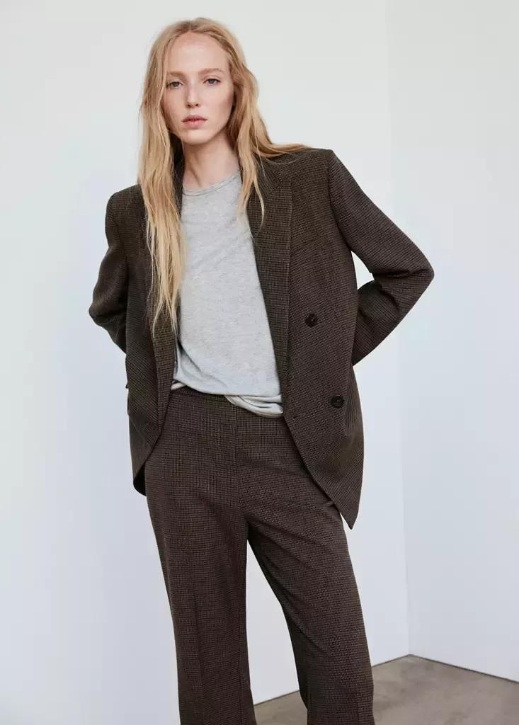 Brown Houndstooth Suit Trousers, Dark Brown, large image number 3