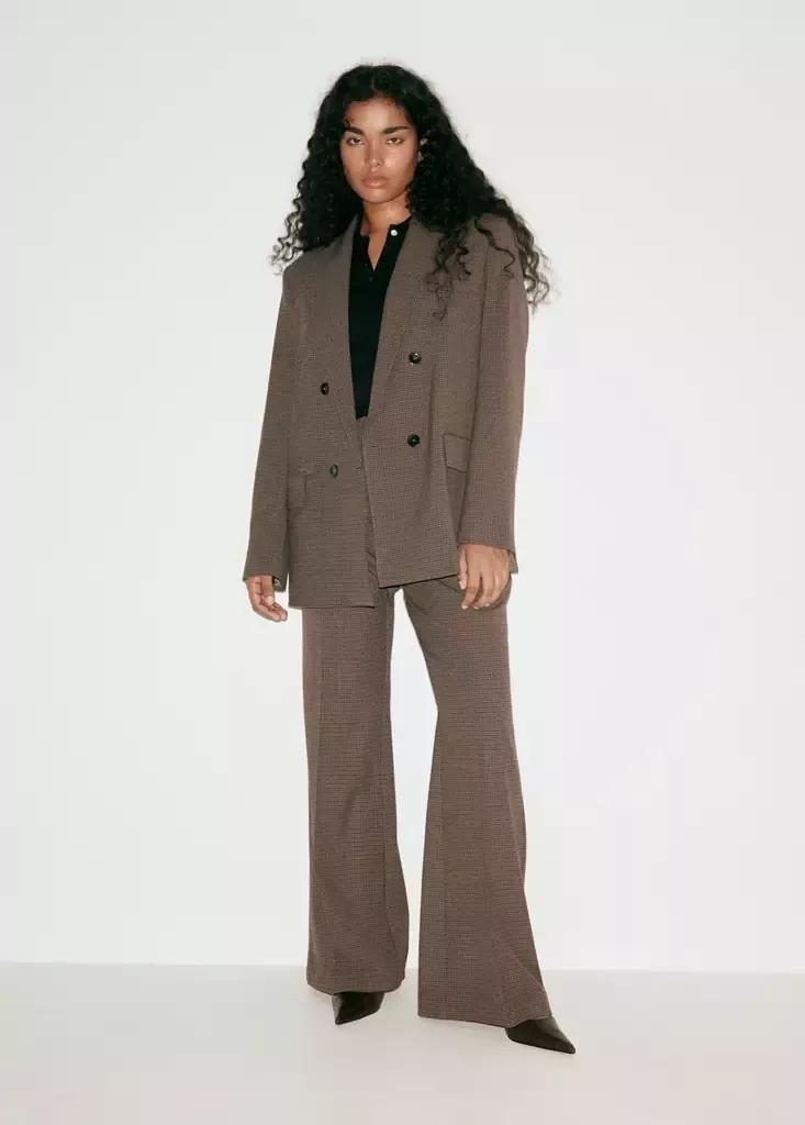 Brown Houndstooth Suit Trousers, Dark Brown, large image number 9