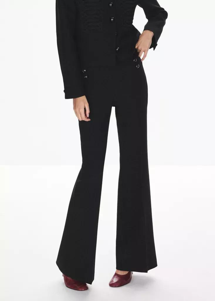 Black Tailored Trousers With Frog Fastening Detail, Black, medium
