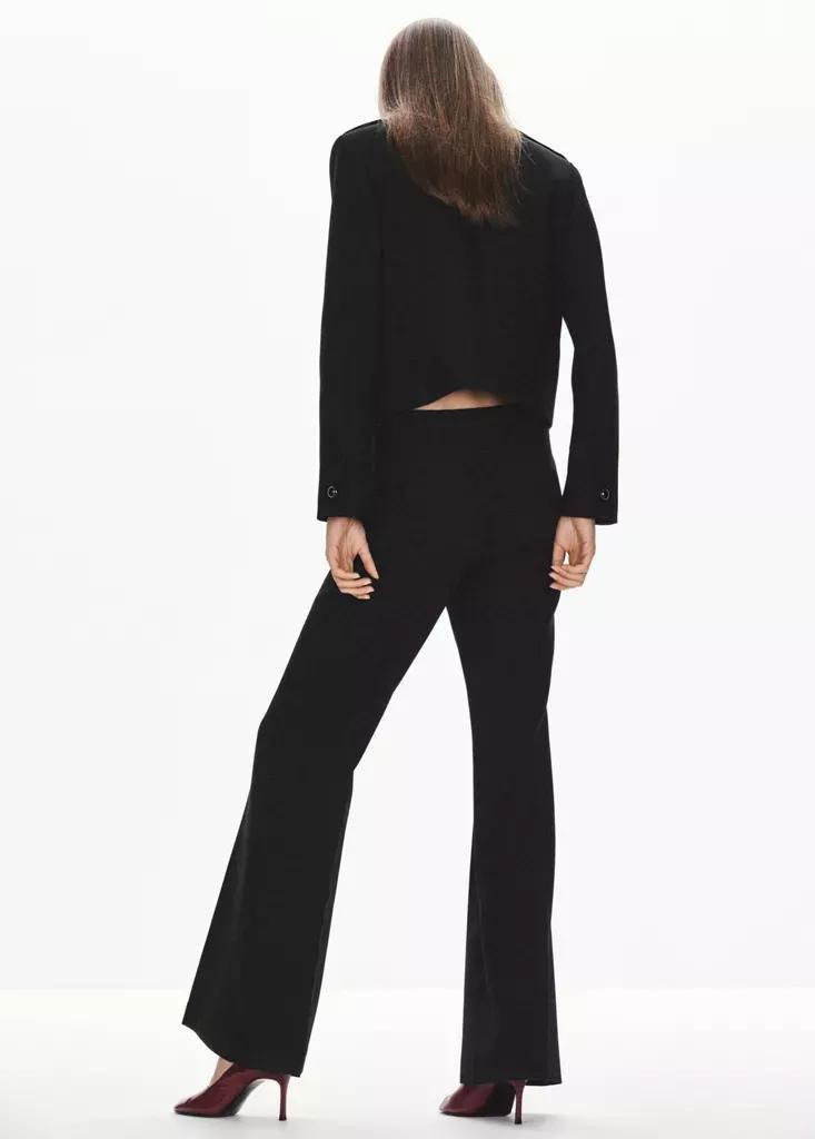 Black Tailored Trousers With Frog Fastening Detail, Black, medium