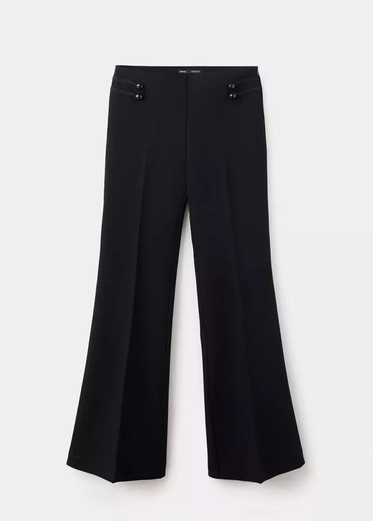 Black Tailored Trousers With Frog Fastening Detail, Black, large image number 5
