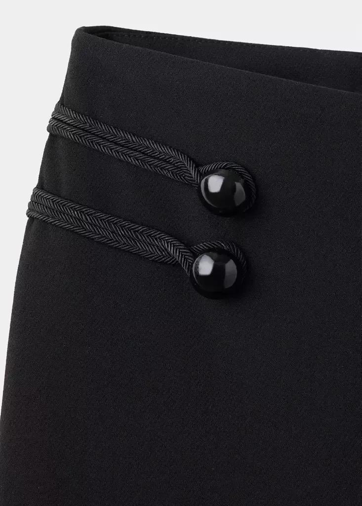 Black Tailored Trousers With Frog Fastening Detail, Black, large image number 6