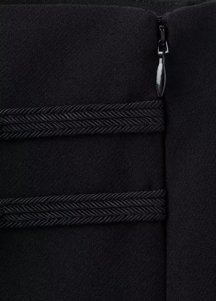 Black Tailored Trousers With Frog Fastening Detail, Black, large image number 7