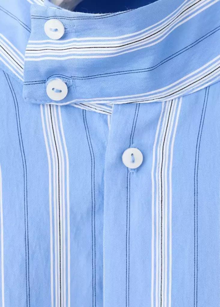 Blue Striped Shirt With Stand-Up Collar, Medium Blue, large image number 5