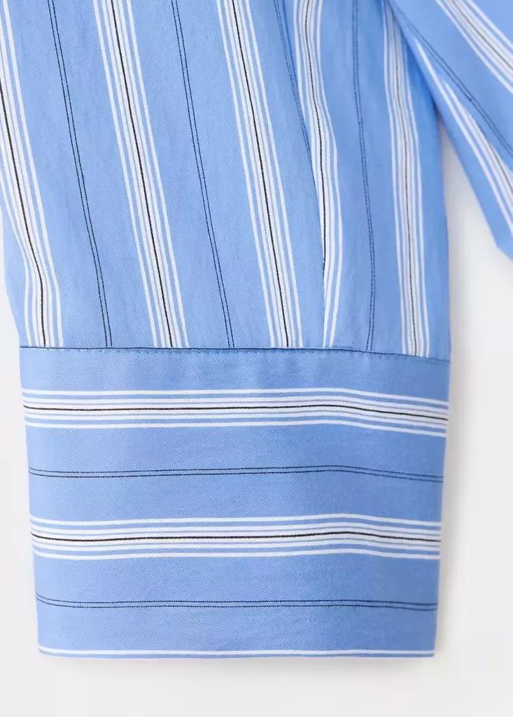 Blue Striped Shirt With Stand-Up Collar, Medium Blue, large image number 6