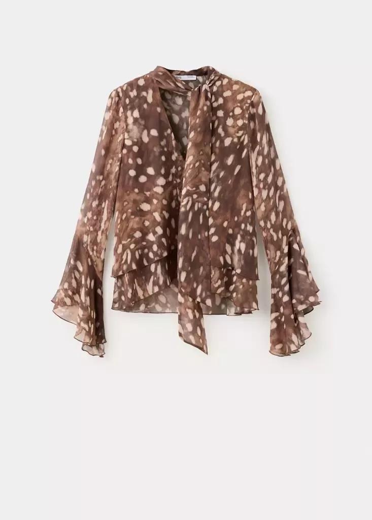 Brown Bambi Frill Blouse, Brown, large image number 4