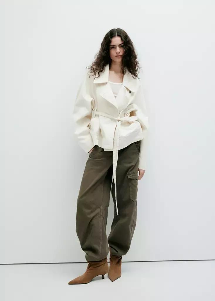 Khaki Mid-Rise Cargo Jeans, Beige - Khaki, medium
