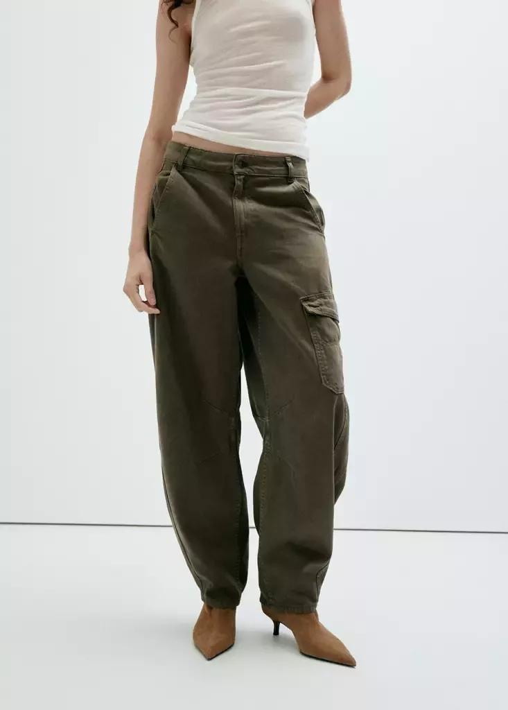 Khaki Mid-Rise Cargo Jeans, Beige - Khaki, large image number 3