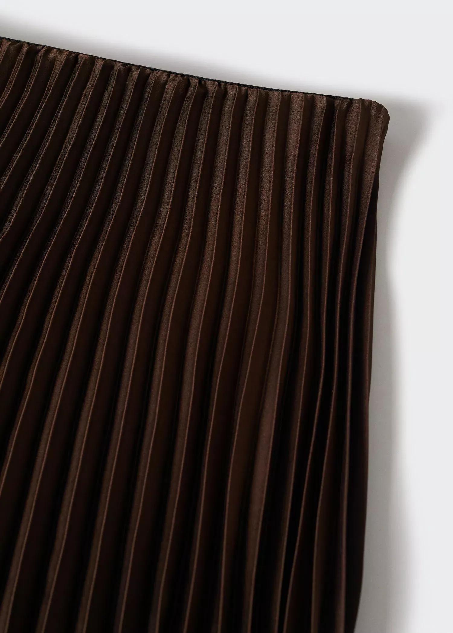 Brown Satin Pleated Skirt, , large image number 3