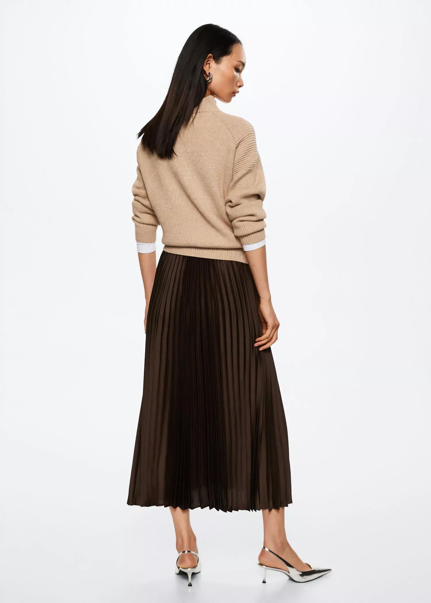 Brown Satin Pleated Skirt, , large image number 4