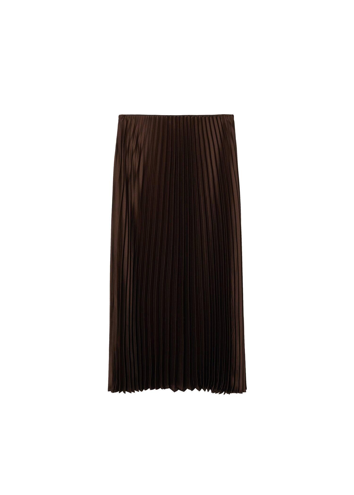 Brown Satin Pleated Skirt, , large image number 5