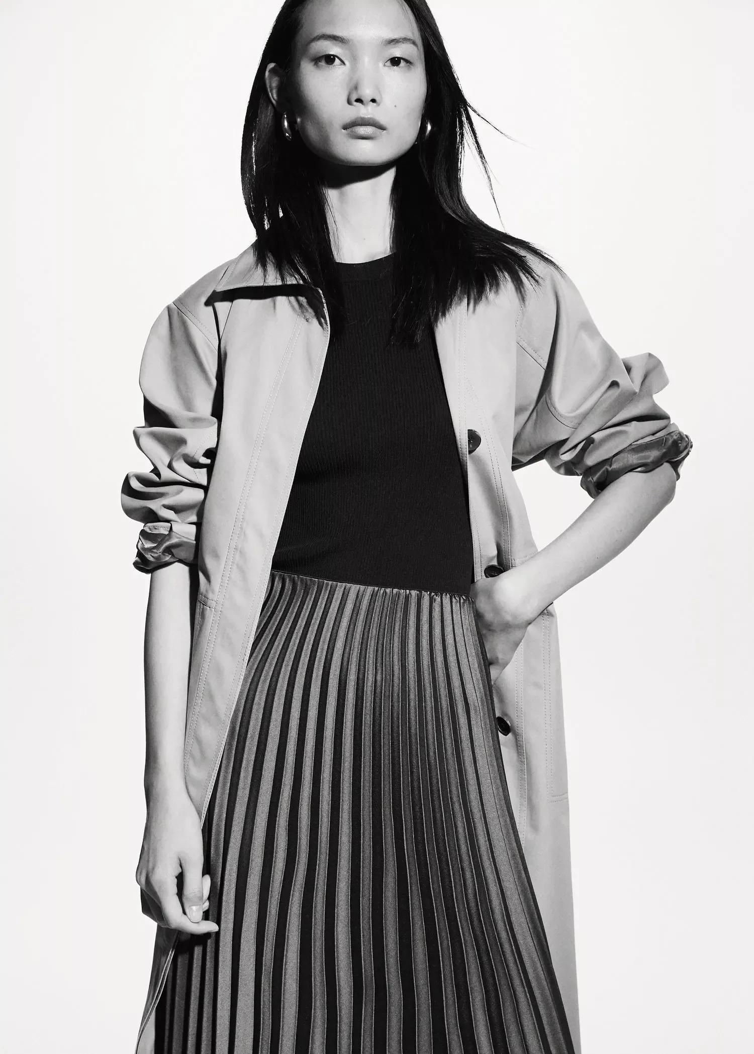 Grey Satin Pleated Skirt, , large image number 2